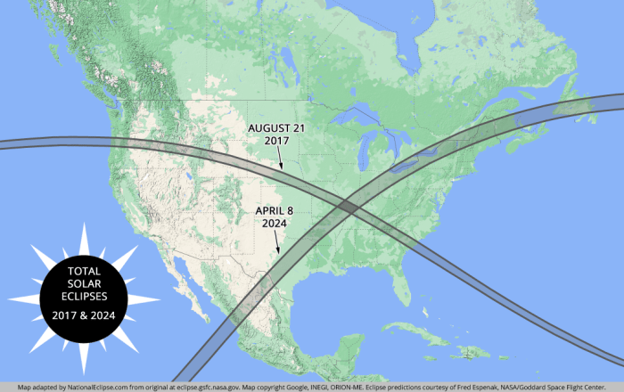 Eclipse 2024 solar path total map arkansas showing