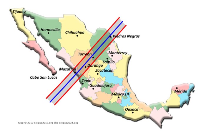 2025 Total Eclipse Path Mexico