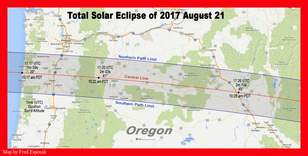 Eclipse oregon solar across parallel will 45th visible