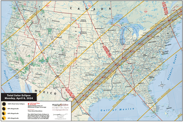 Eclipse august 21 times solar total centerline drive maps will source near