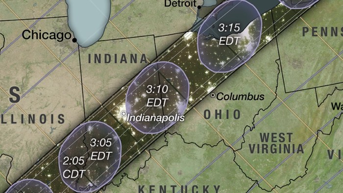 2025 Total Solar Eclipse Path Indiana