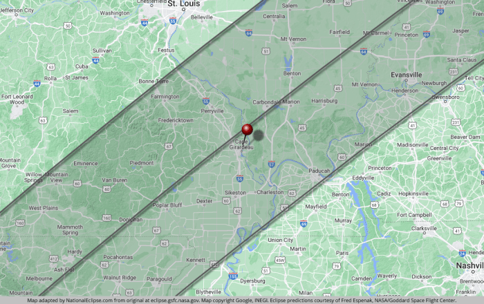 2025 Total Eclipse Path Missouri