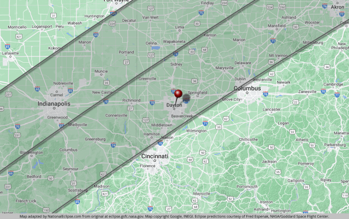 Total Eclipse 2025 Ohio Path