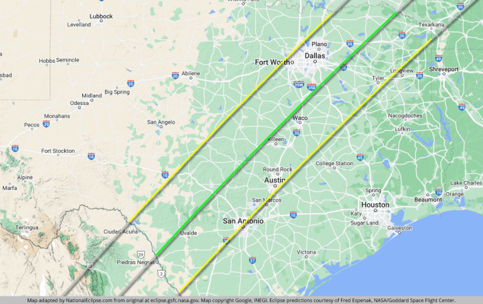April 2025 Total Eclipse Path Texas