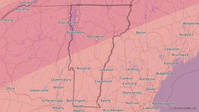 Total Eclipse 2025 Vermont Time